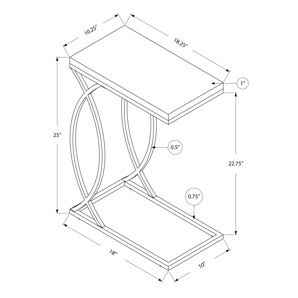Accent Table, C-shaped, End, Side, Snack, Living Room, Bedroom, Grey Laminate