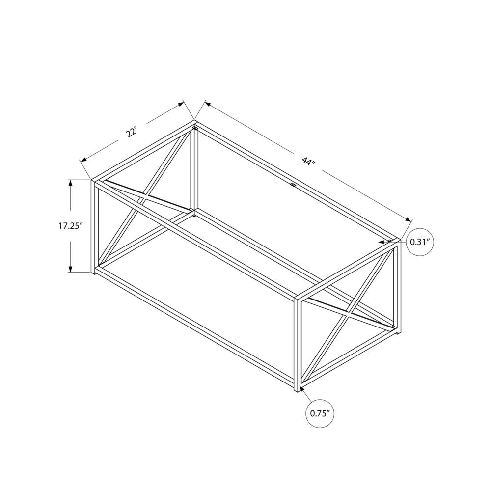 Coffee Table, Accent, Cocktail, Rectangular, Living Room, 44L, Clear Tempered