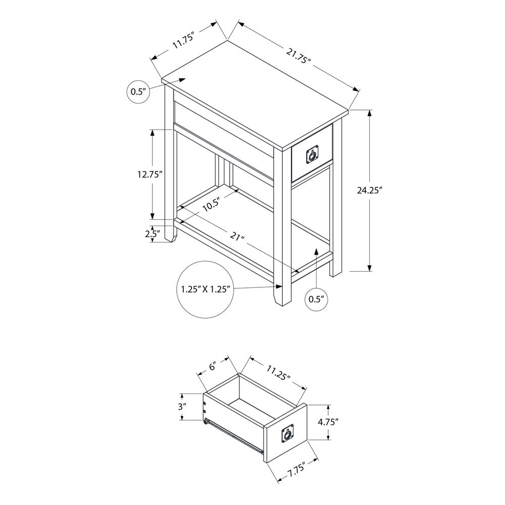 Accent Table, End, Side Table, Nightstand, Bedroom, Narrow, Storage Drawer