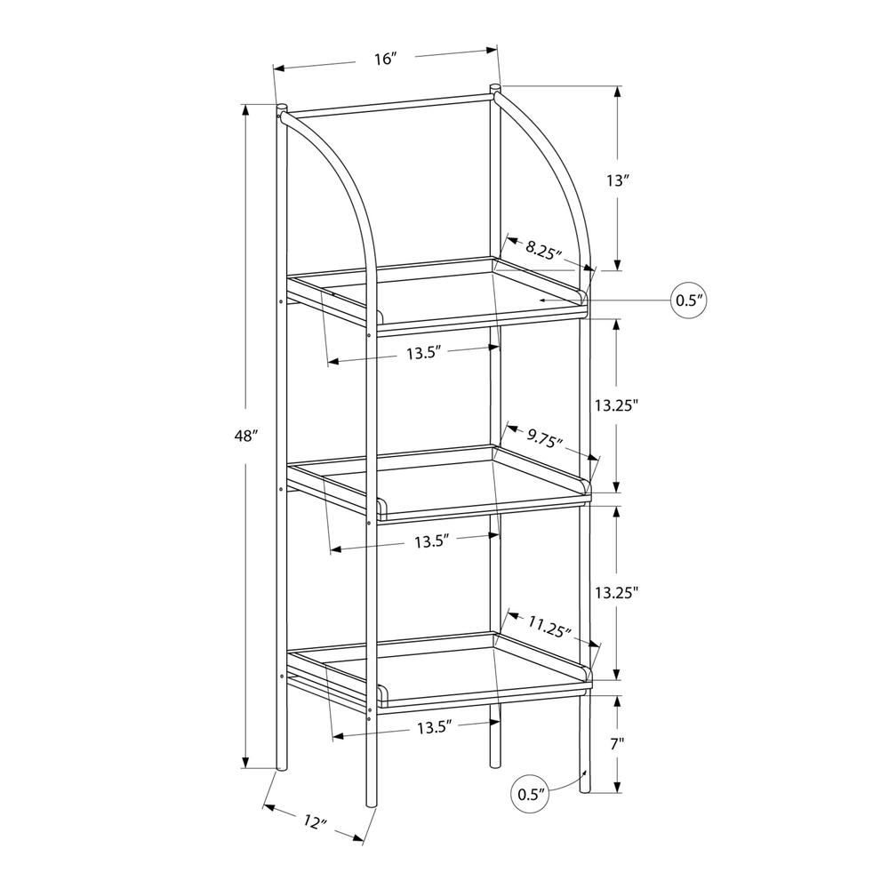 Bookshelf, Bookcase, Etagere, Corner, 3 Tier, 48H, Office, Bedroom
