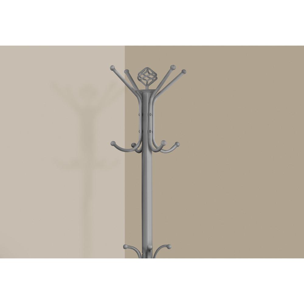 Coat Rack, Hall Tree, Free Standing, 12 Hooks, Entryway, 70H, Bedroom, Grey