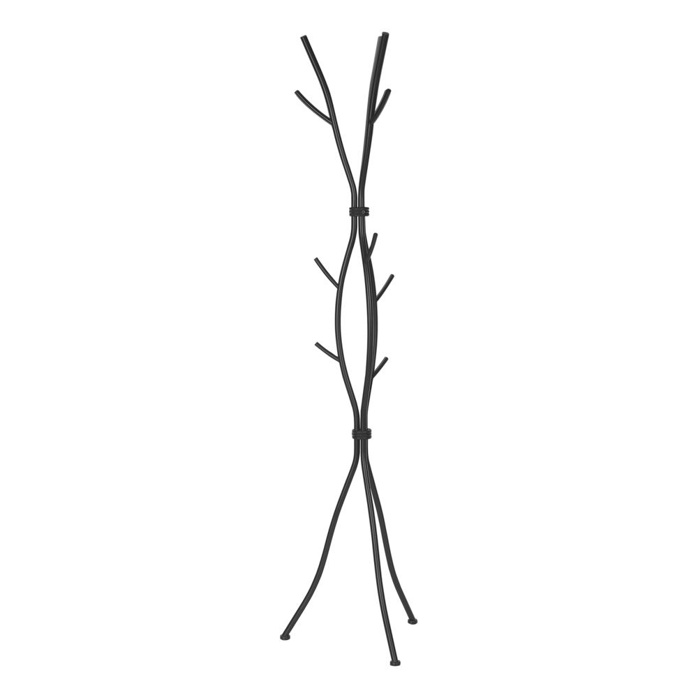 Coat Rack, Hall Tree, Free Standing, 11 Hooks, Entryway, 74H, Bedroom, Black