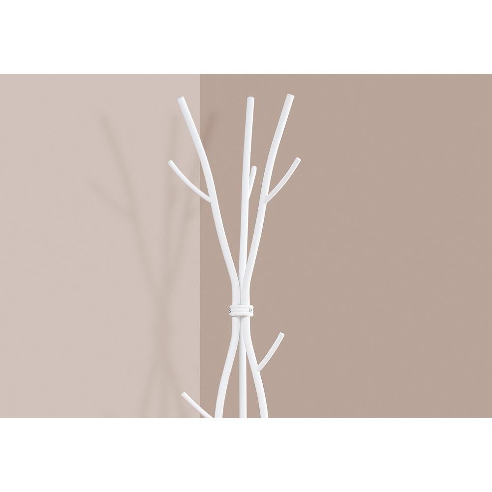 Coat Rack, Hall Tree, Free Standing, 11 Hooks, Entryway, 74H, Bedroom, White
