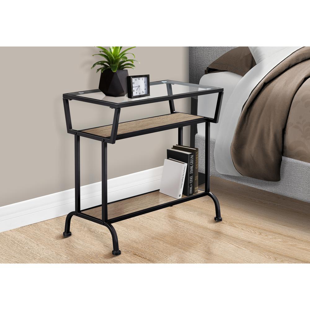 Accent Table, Side, End, Narrow, Small, 2 Tier, Living Room, Bedroom, Brown