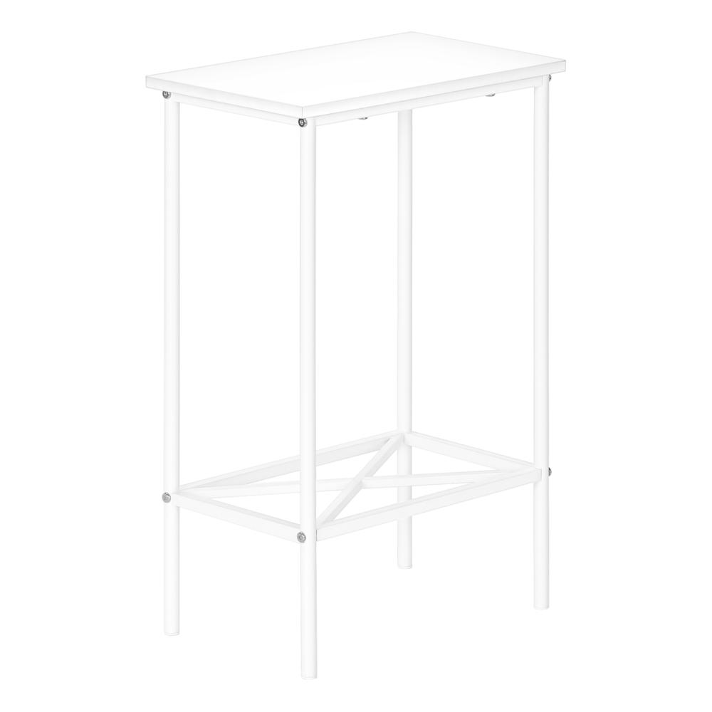 Accent Table, Side, End, Narrow, Small, 2 Tier, Living Room, Bedroom, White