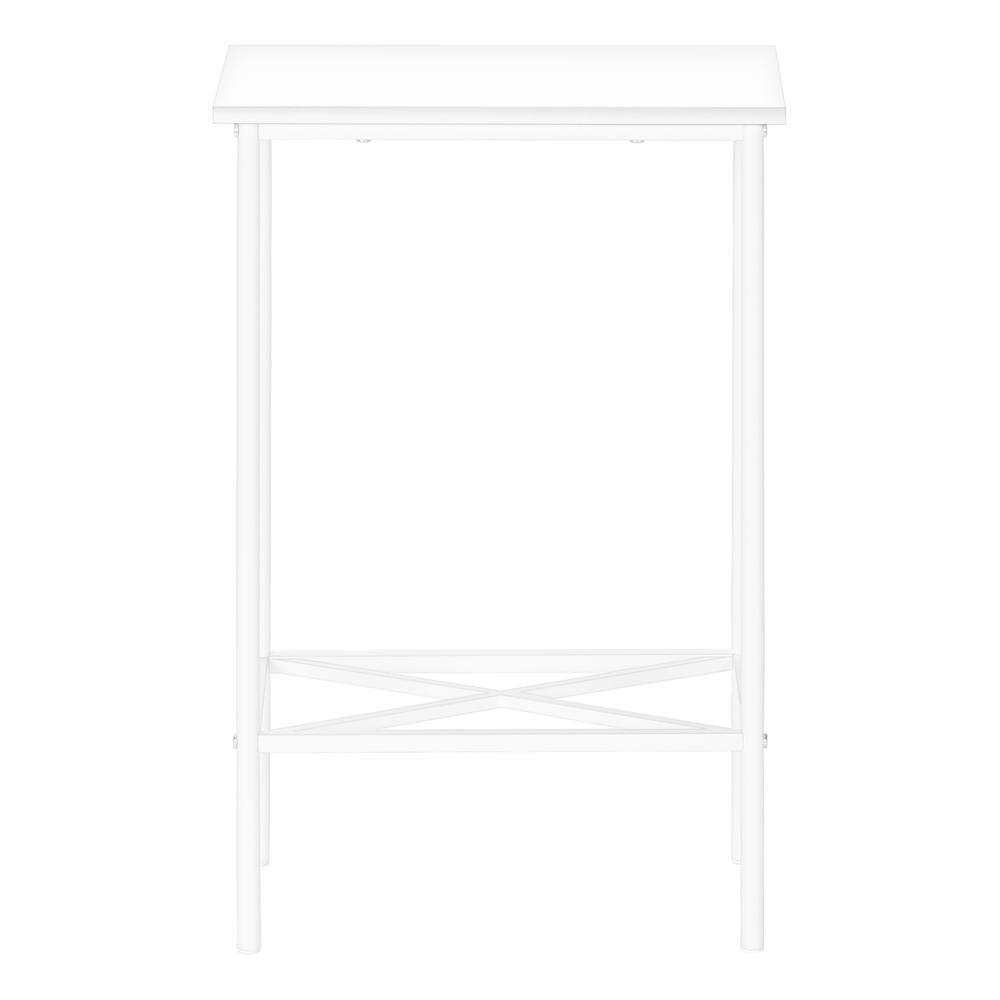 Accent Table, Side, End, Narrow, Small, 2 Tier, Living Room, Bedroom, White