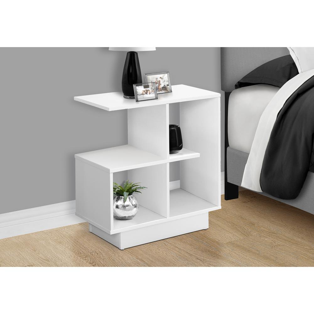 Accent Table, Side, End, Narrow, Small, 3 Tier, Living Room, Bedroom, White