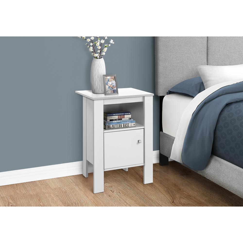 Accent Table, Side, End, Nightstand, Lamp, Storage, Living Room, Bedroom, White