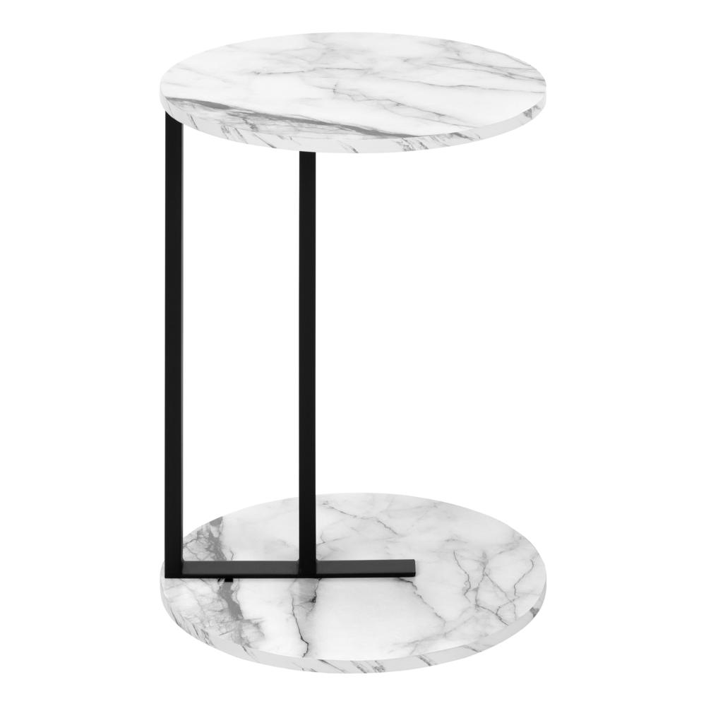 Accent Table, Side, Round, End, Nightstand, Lamp, Living Room, Bedroom, White