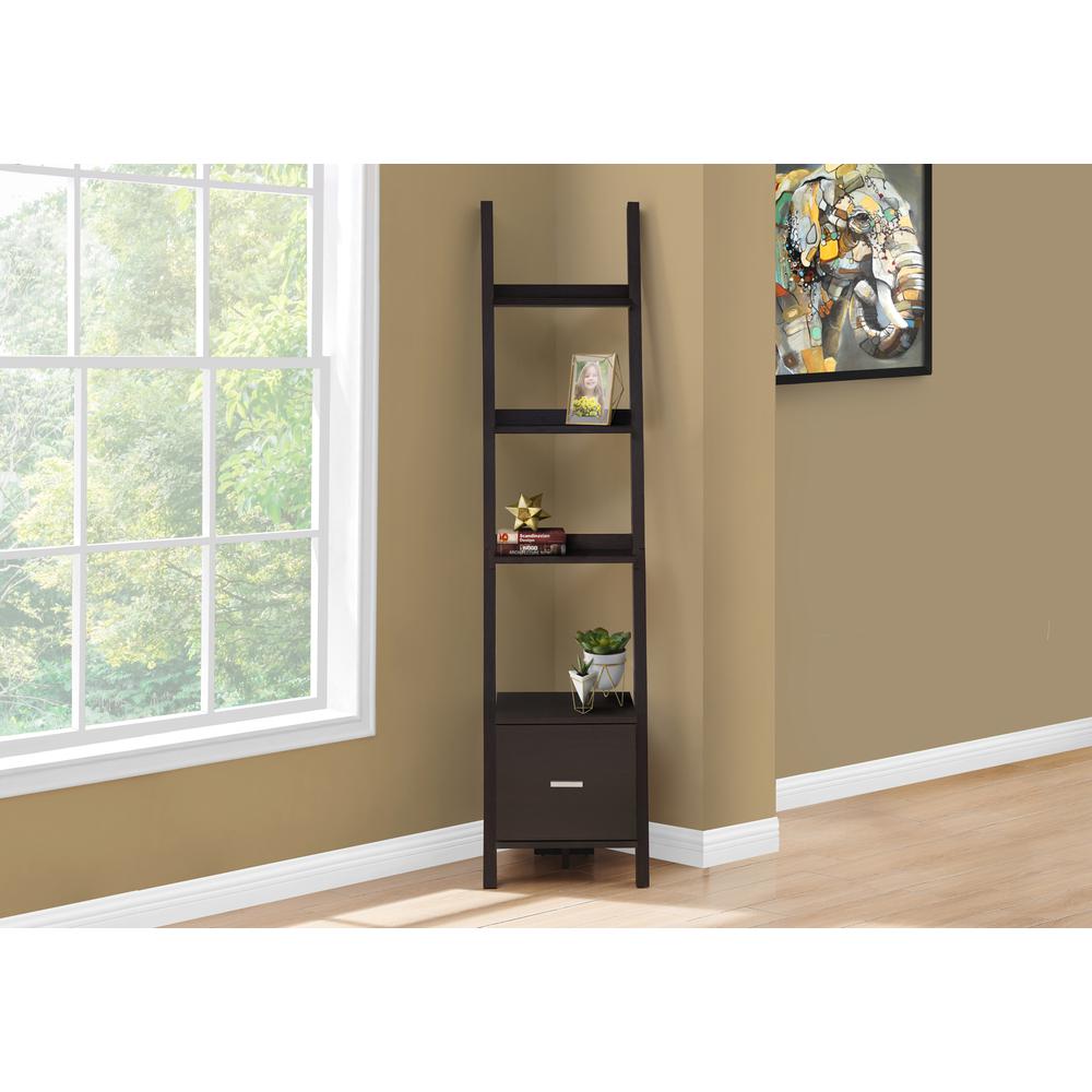 Bookshelf, Bookcase, Etagere, Corner, Ladder, 69H, Office, Bedroom