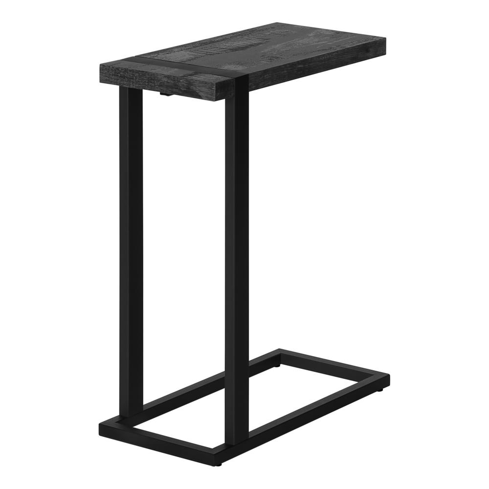 Accent Table, C-shaped, End, Side, Snack, Living Room, Bedroom, Black Laminate