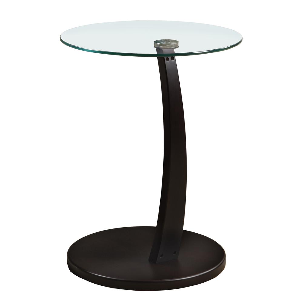 Accent Table, C-shaped, End, Side, Snack, Living Room, Bedroom, Tempered Glass