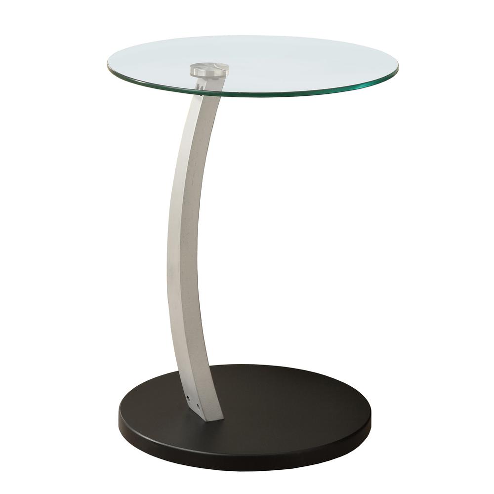 Accent Table, C-shaped, End, Side, Snack, Living Room, Bedroom, Clear Tempered