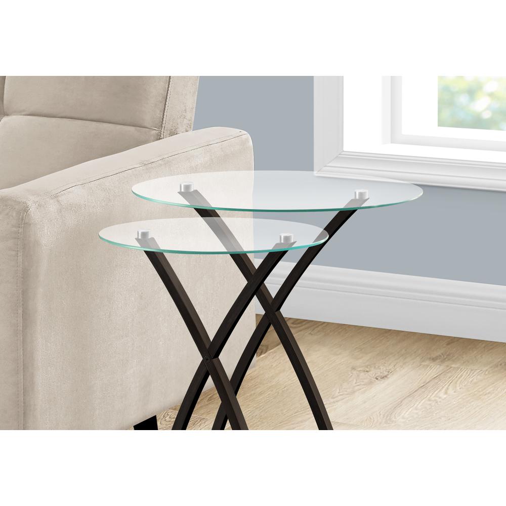 Nesting Table, Set Of 2, Side, End, Accent, Living Room, Bedroom, Clear Tempered
