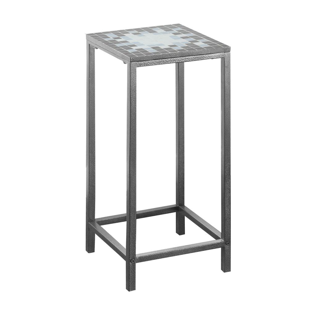 Accent Table, Side, End, Plant Stand, Square, Living Room, Bedroom, Blue Tile