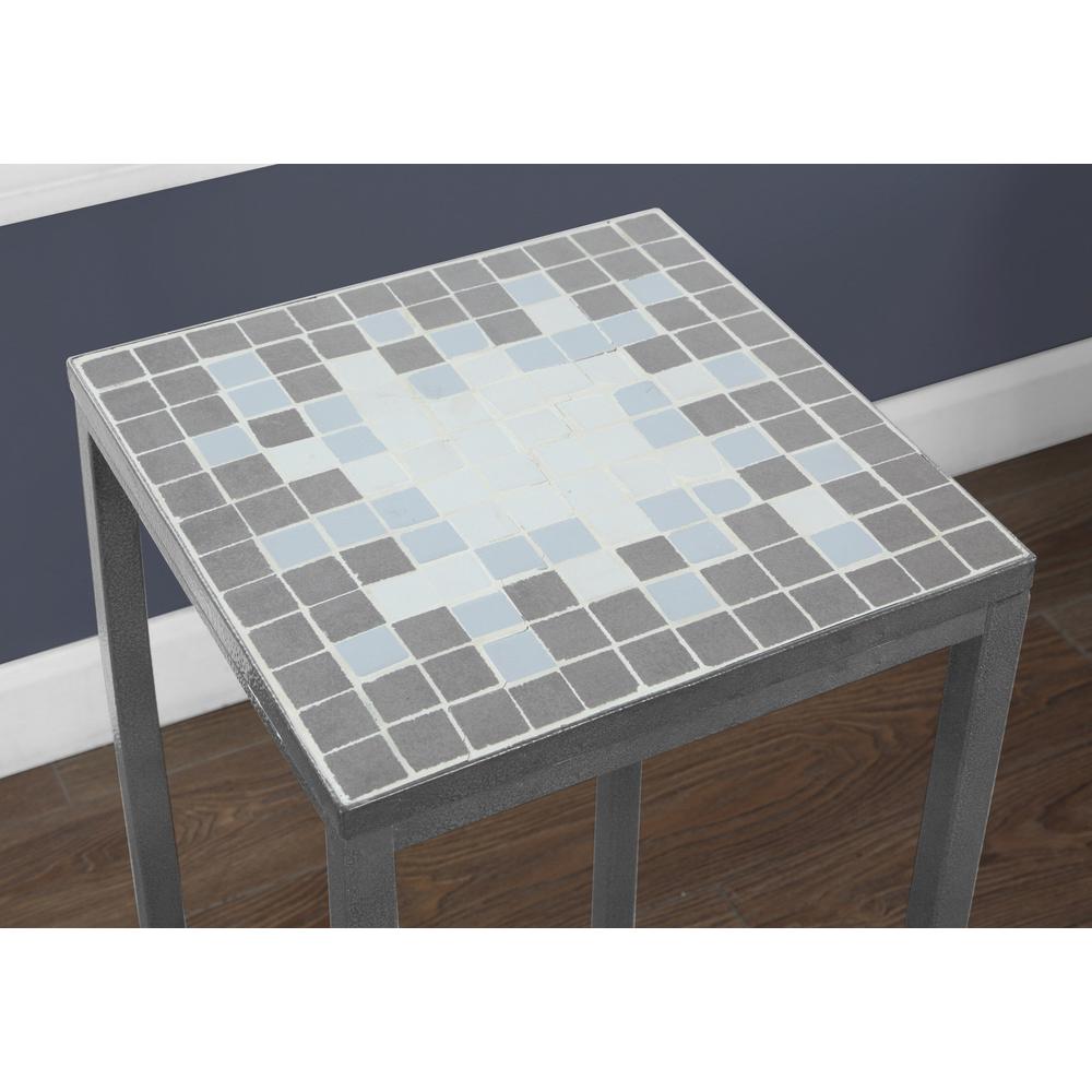 Accent Table, Side, End, Plant Stand, Square, Living Room, Bedroom, Blue Tile