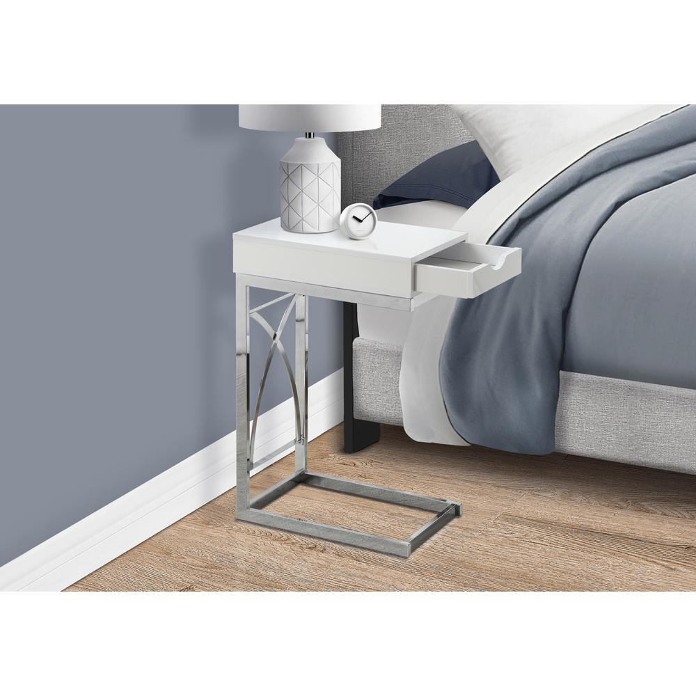 Accent Table, C-shaped, End, Side, Snack, Storage Drawer, Living Room, Bedroom