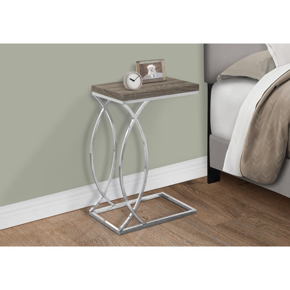 Accent Table, C-shaped, End, Side, Snack, Living Room, Bedroom, Brown Laminate