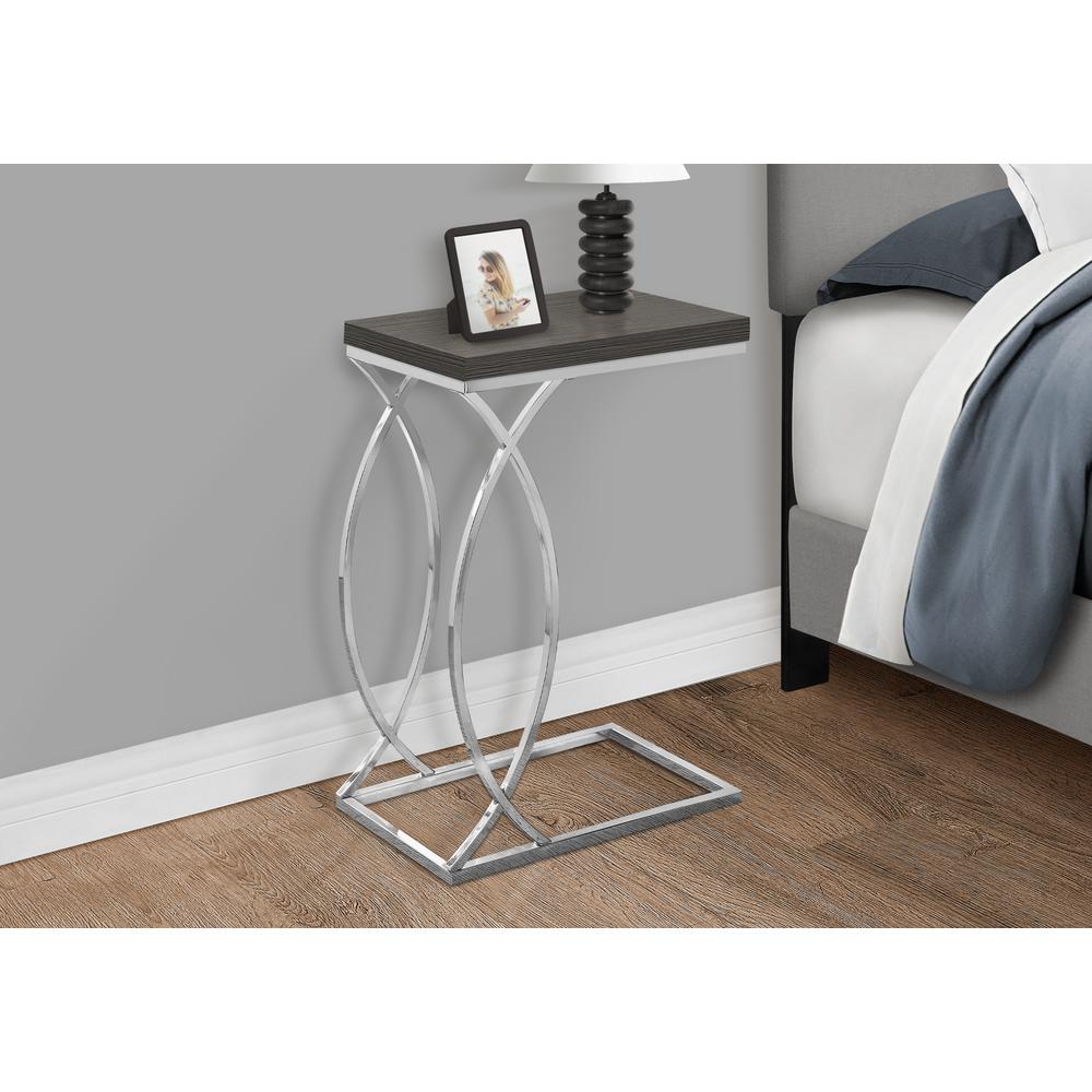 Accent Table, C-shaped, End, Side, Snack, Living Room, Bedroom, Grey Laminate