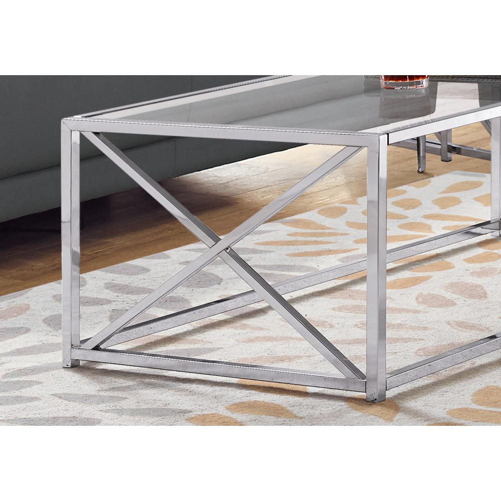 Coffee Table, Accent, Cocktail, Rectangular, Living Room, 44L, Clear Tempered