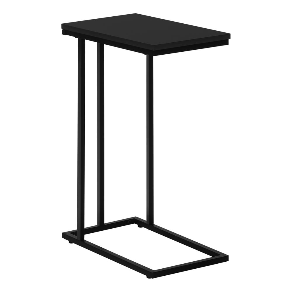 Accent Table, C-shaped, End, Side, Snack, Living Room, Bedroom, Black Laminate