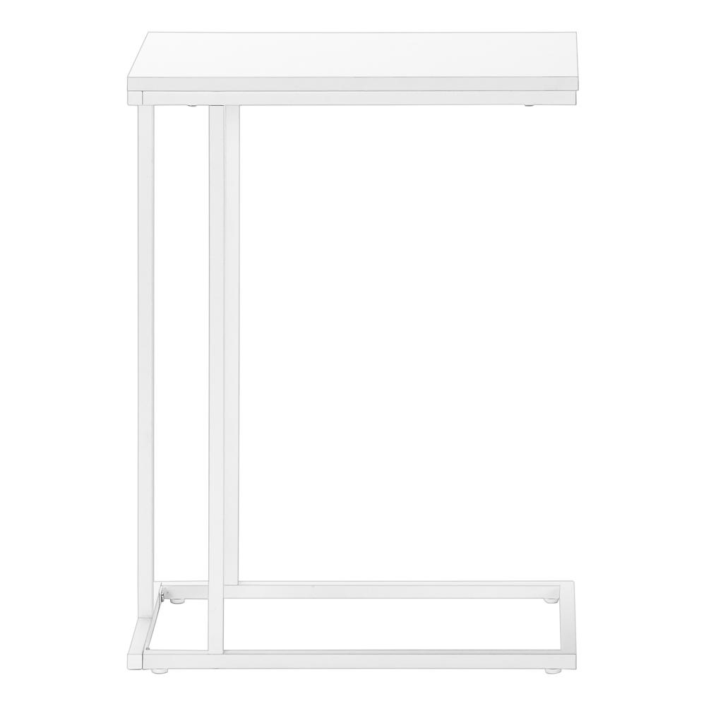 Accent Table, C-shaped, End, Side, Snack, Living Room, Bedroom, White Laminate,