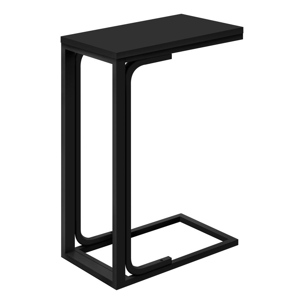 Accent Table, C-shaped, End, Side, Snack, Living Room, Bedroom, Black Laminate