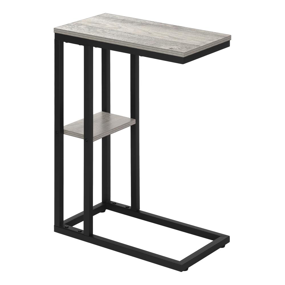 Accent Table, C-shaped, End, Side, Snack, Living Room, Bedroom, Grey Laminate
