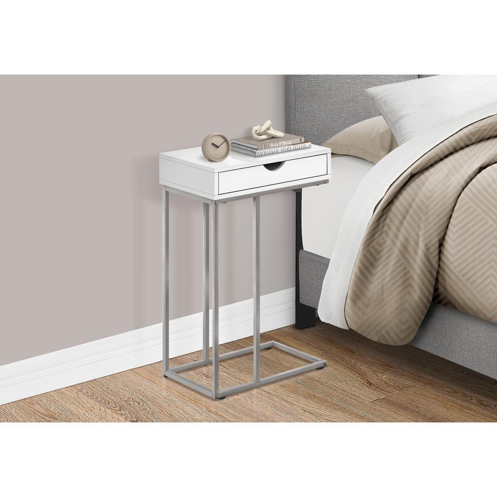 Accent Table, C-shaped, End, Side, Snack, Storage Drawer, Living Room, Bedroom