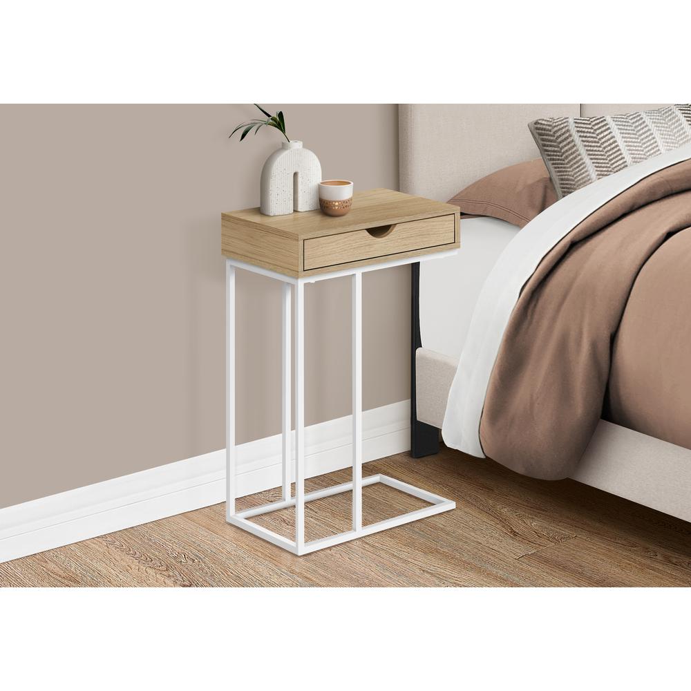 Accent Table, C-shaped, End, Side, Snack, Storage Drawer, Living Room, Bedroom