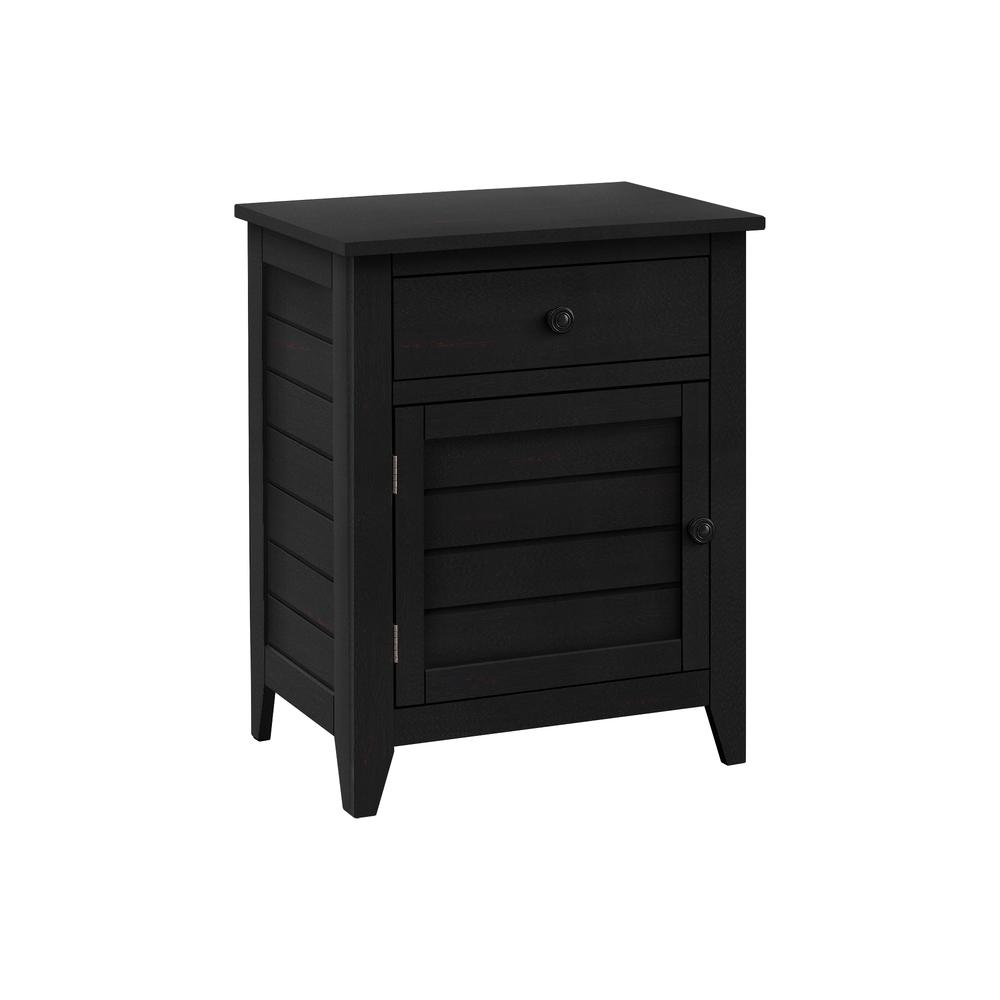 Accent Table, Nightstand, Storage Drawer, End, Side Table, Black Veneer
