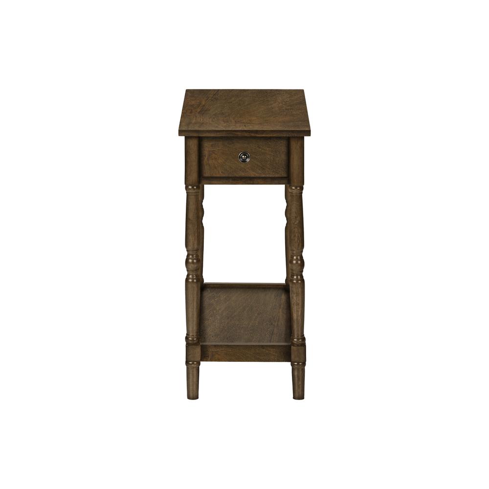 Accent Table, 2 Tier, Narrow, Lamp, Storage Drawer, Brown Veneer, Traditional