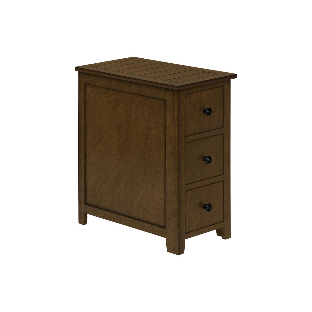Accent Table, Narrow, Storage Drawer, Lamp, Brown Veneer, Transitional