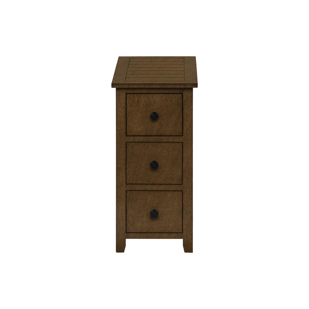 Accent Table, Narrow, Storage Drawer, Lamp, Brown Veneer, Transitional