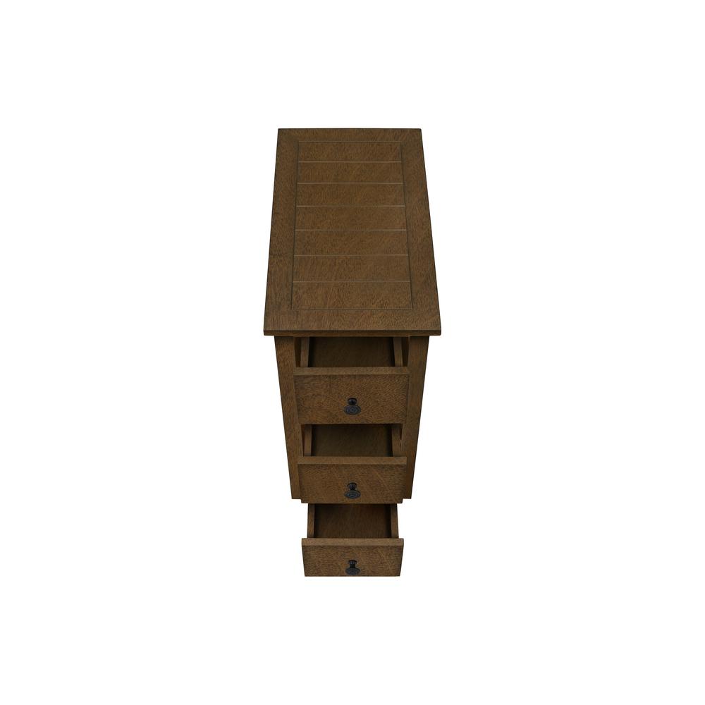 Accent Table, Narrow, Storage Drawer, Lamp, Brown Veneer, Transitional
