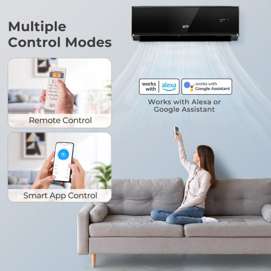 22000 BTU 21 SEER2 208-230V Wifi Enabled Mini Split Air Conditioner and Heater Black