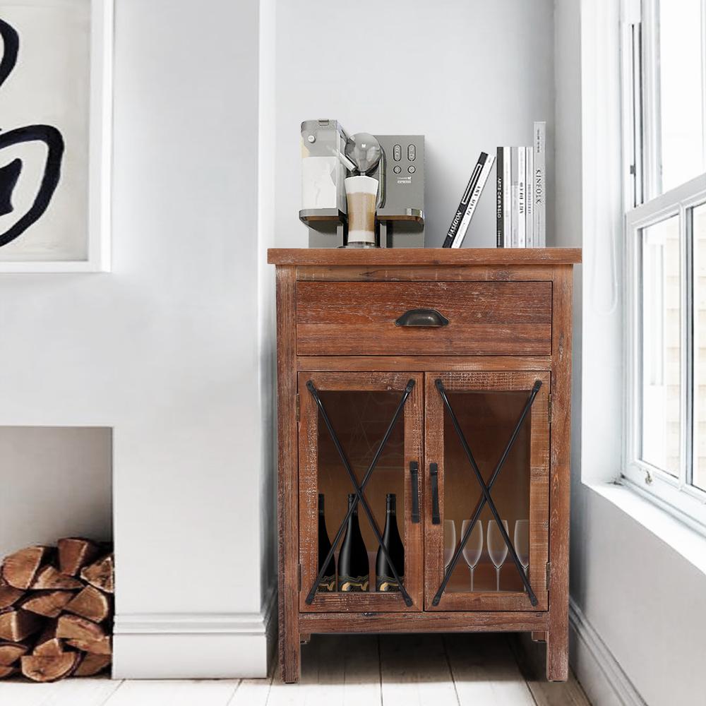 Rustic Wood Farmhouse 2-Door Accent Cabinet