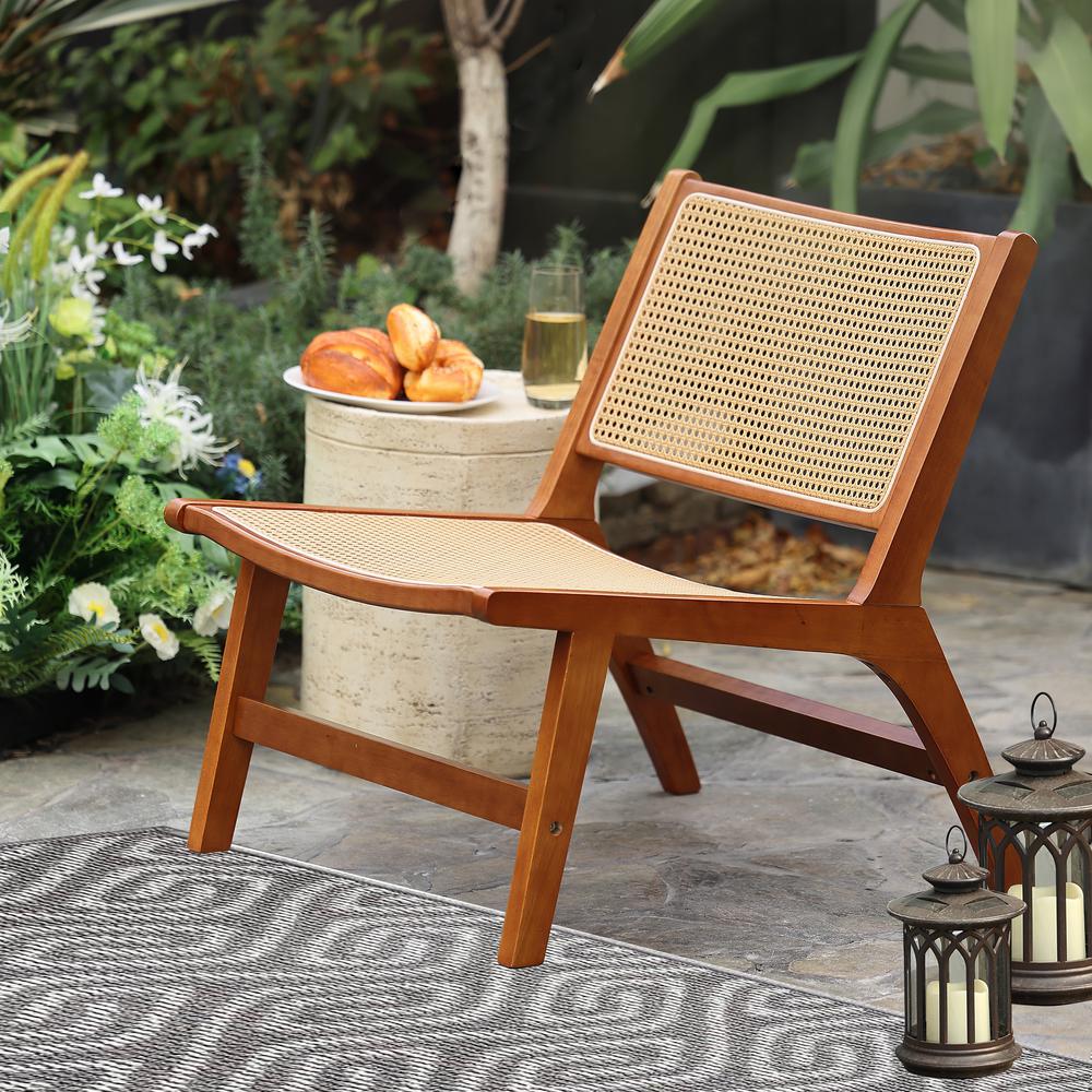 Brown Wood with PE Rattan Outdoor Patio Chair