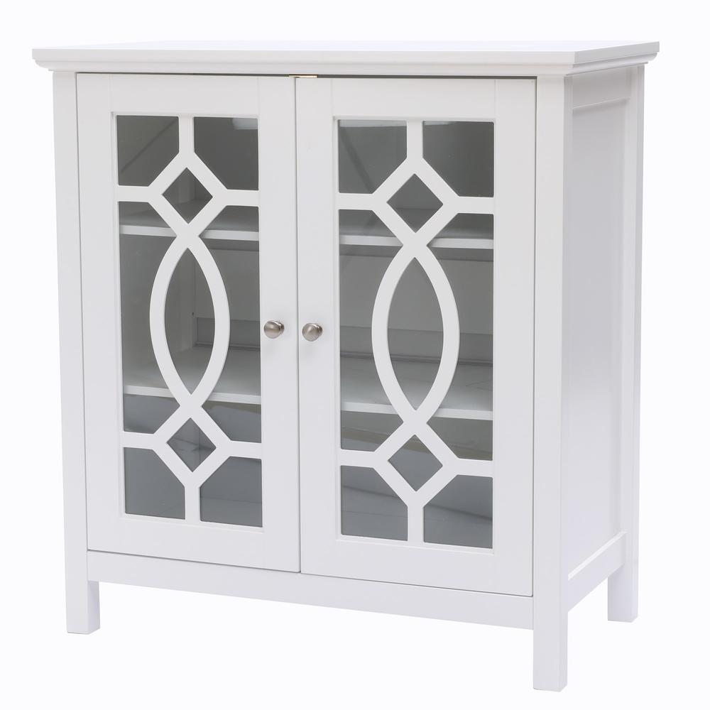 White Pine Wood, 2-Door Accent Storage Cabinet