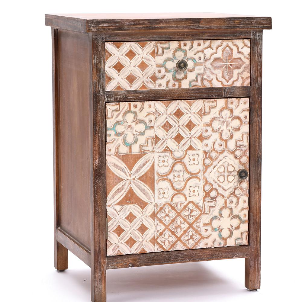 Farmhouse Patchwork Wood Side Table