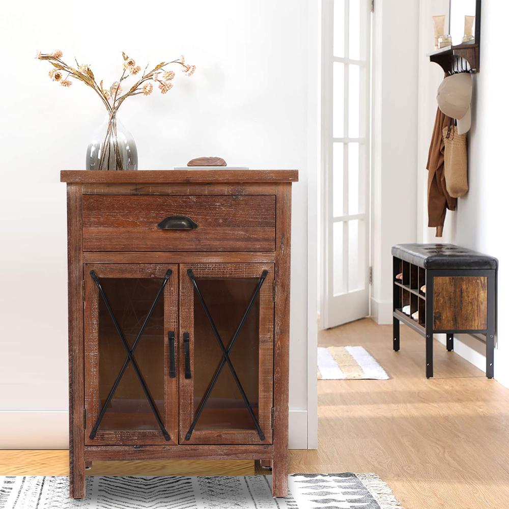 Rustic Wood Farmhouse 2-Door Accent Cabinet
