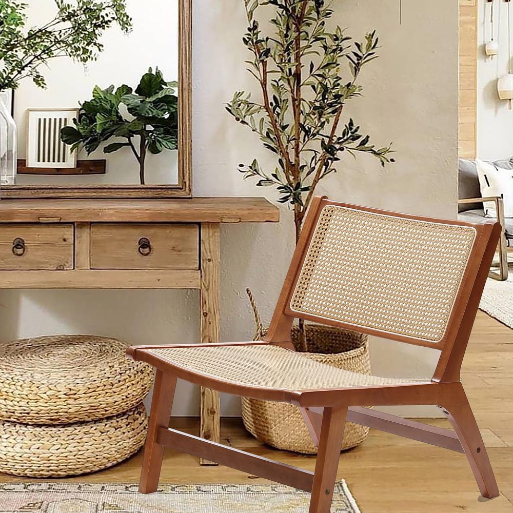 Brown Wood with PE Rattan Outdoor Patio Chair