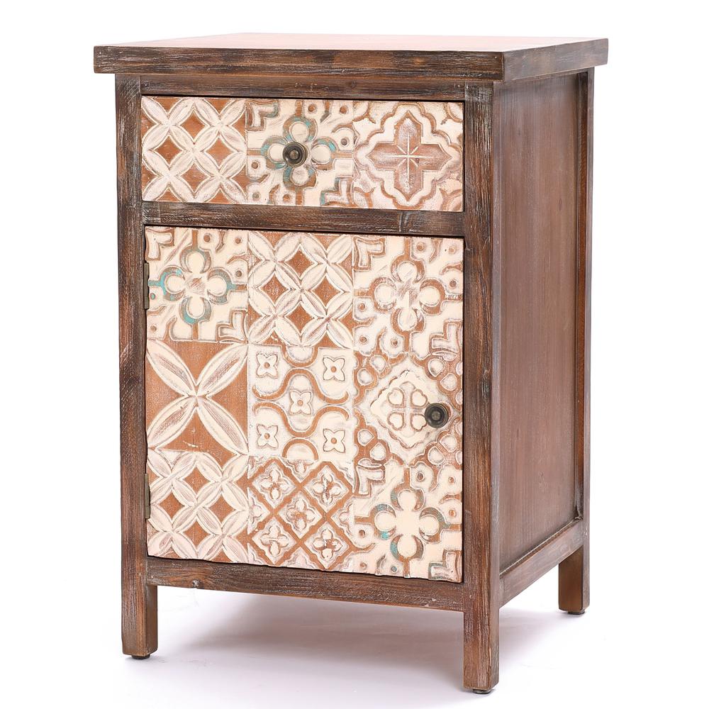 Farmhouse Patchwork Wood Side Table