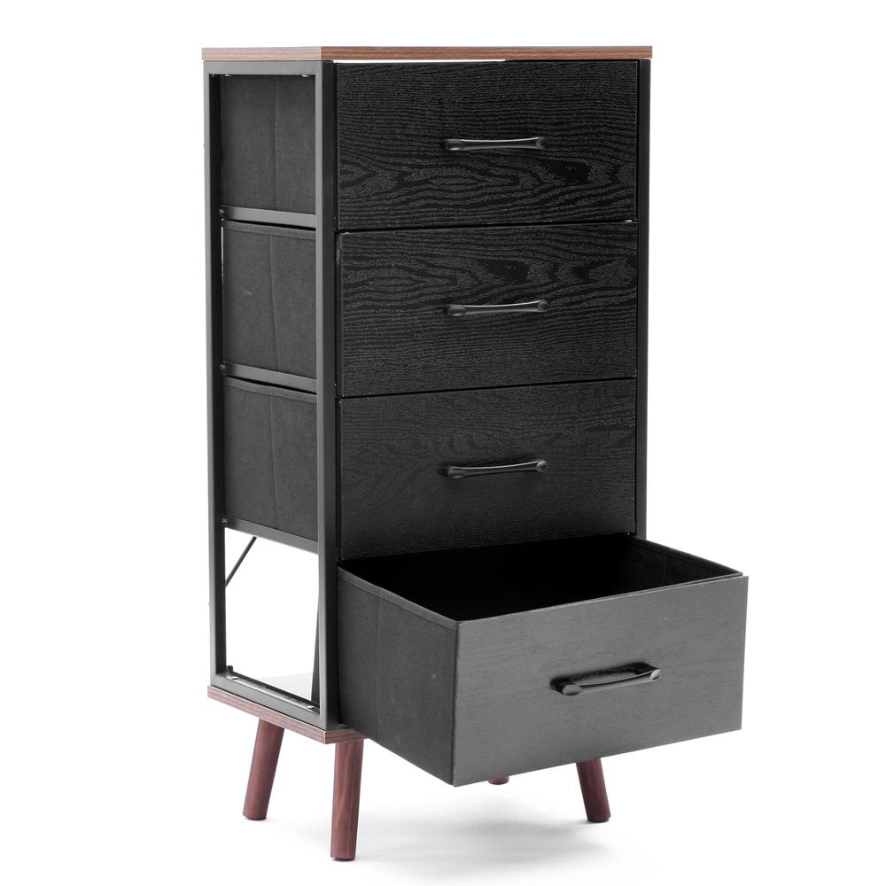 Black Manufactured Wood 4-Drawer Accent Chest
