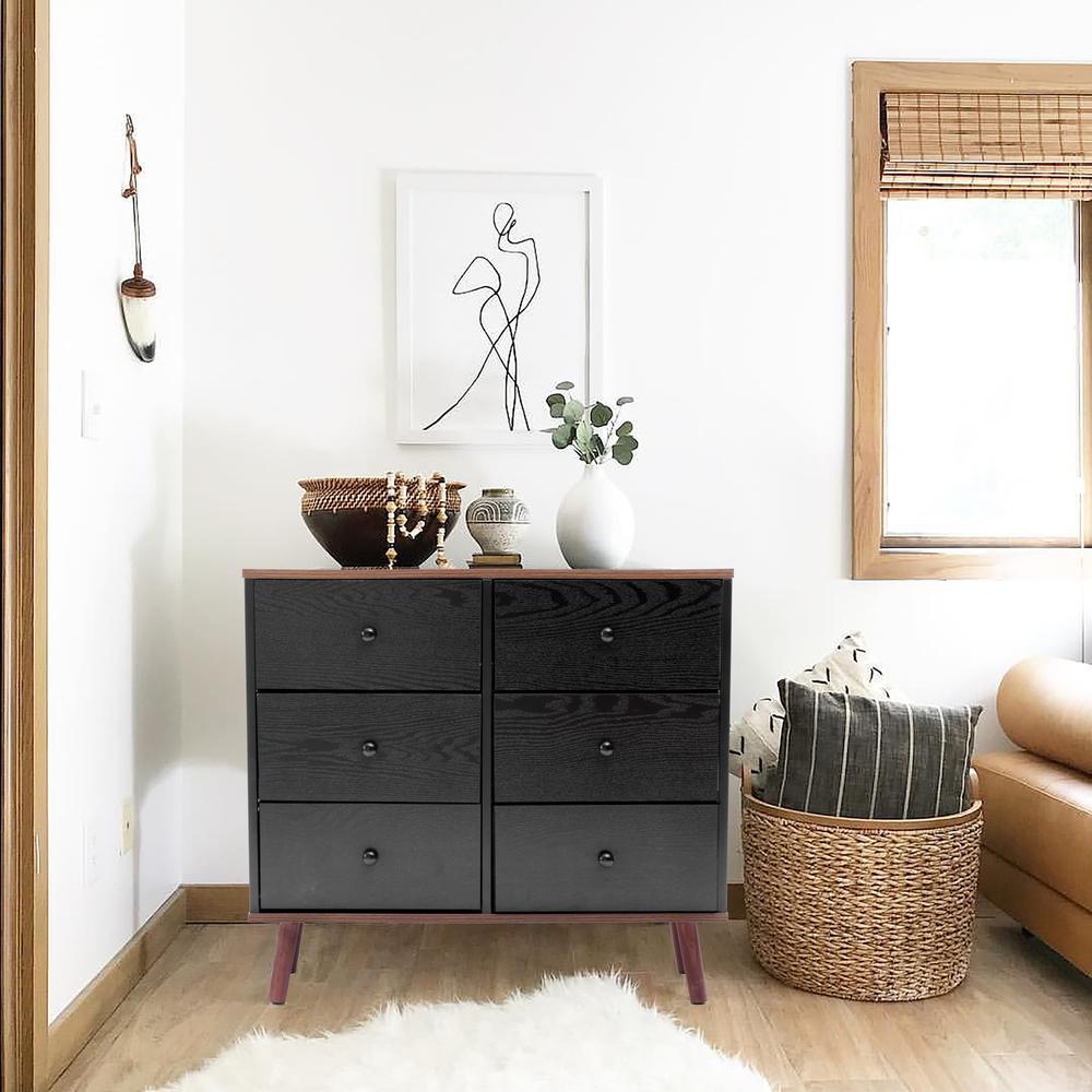 Black Manufactured Wood 6-Drawer Accent Chest