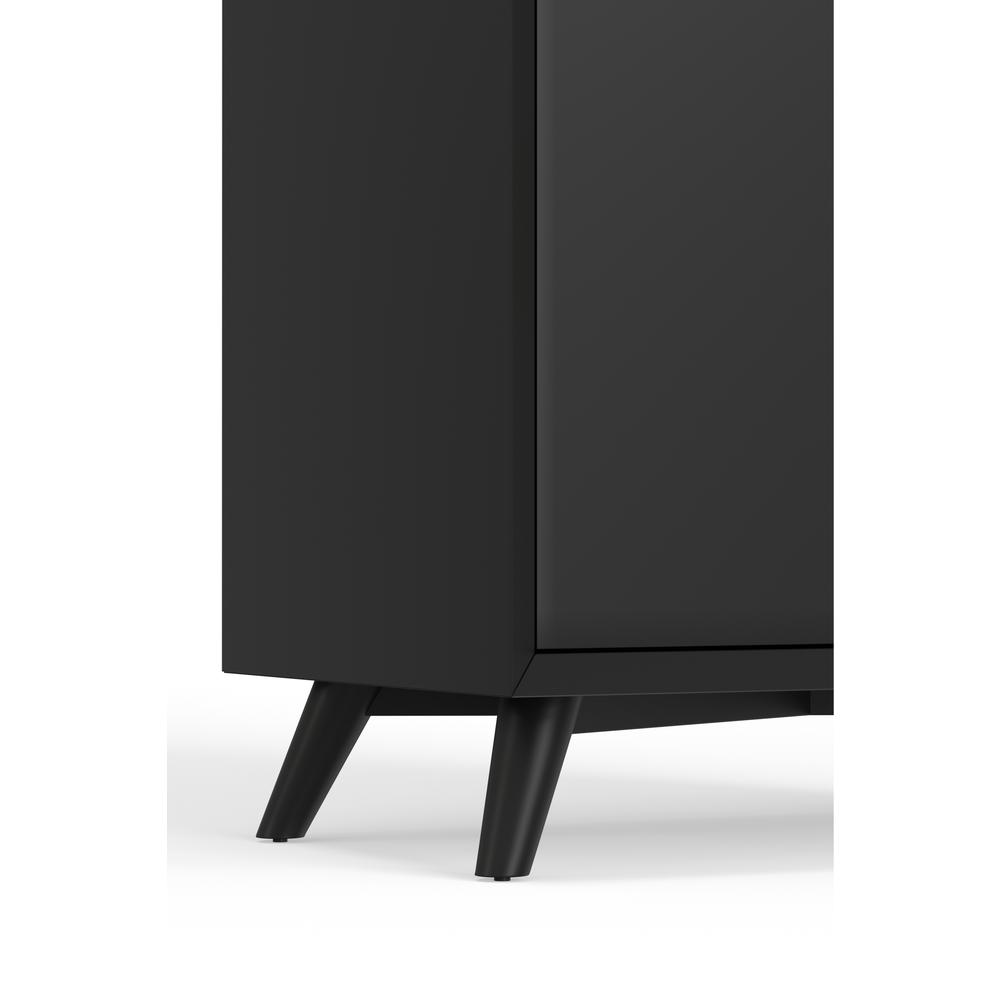 Flynn Large Bar Cabinet w/Drop Down Tray, Black