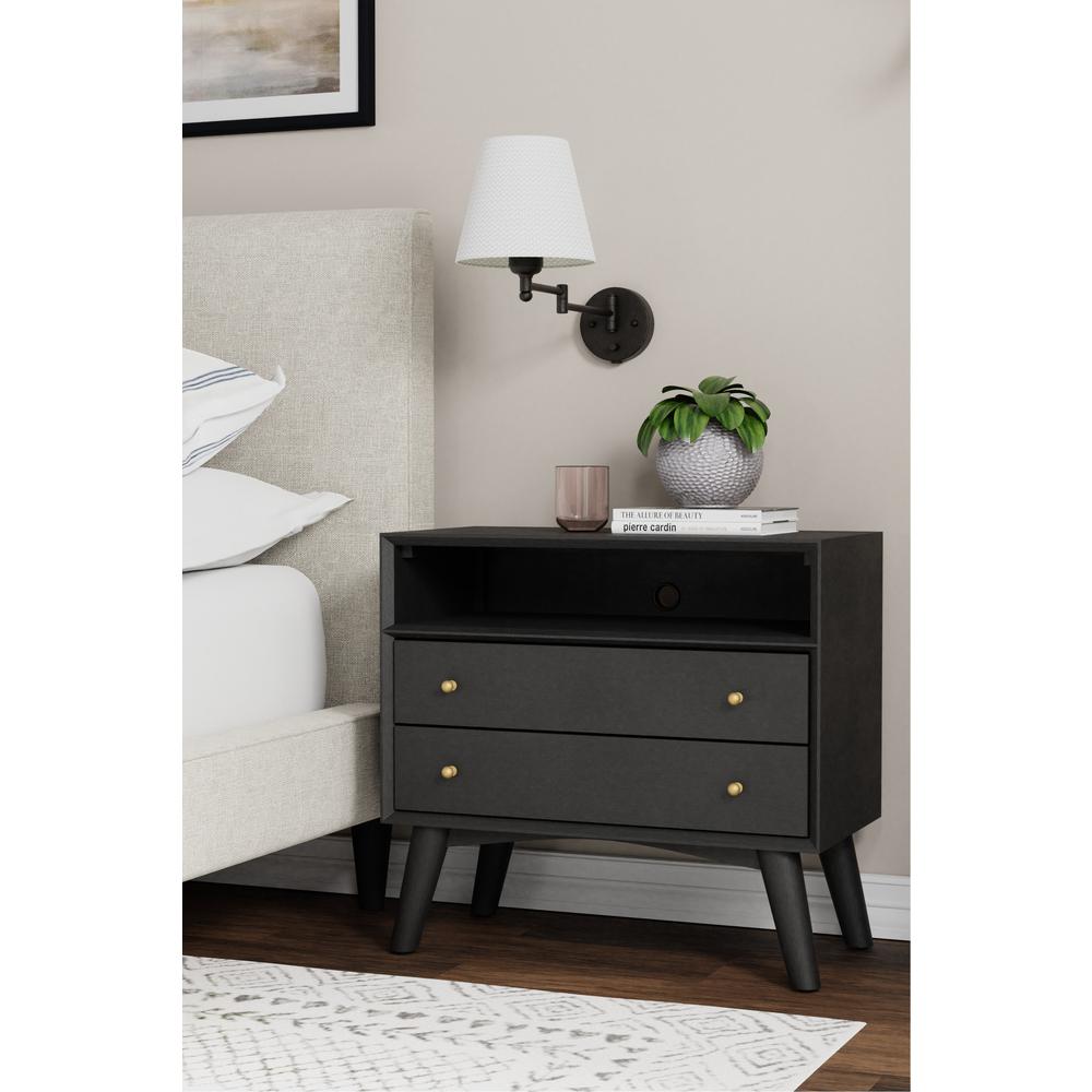 Flynn Large Nightstand, Black