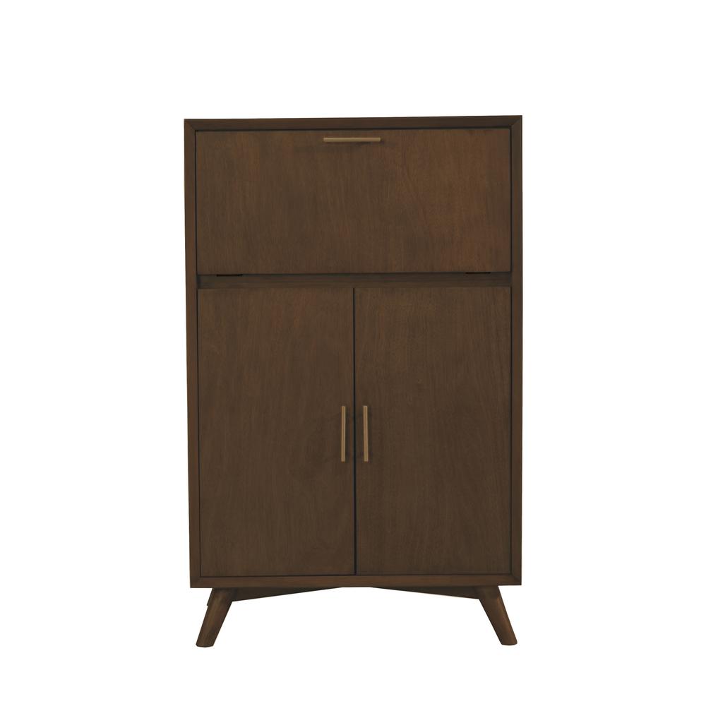 Flynn Large Bar Cabinet w/Drop Down Tray, Walnut