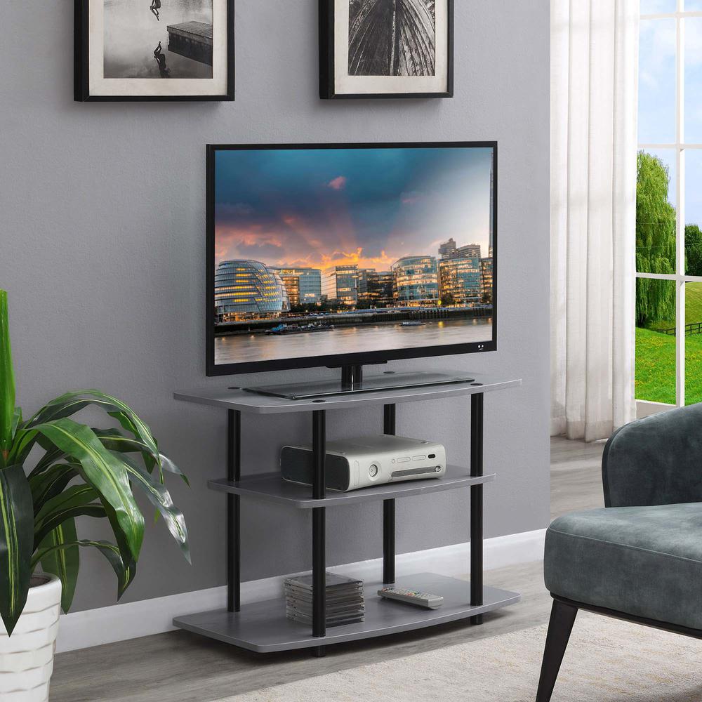 Designs2Go No Tools 3 Tier TV Stand Gray / Black