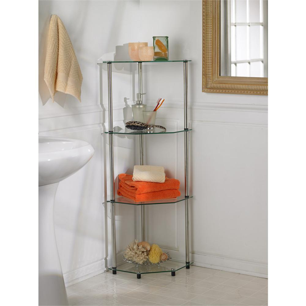 Designs2Go Classic Glass 4 Tier Corner Shelf